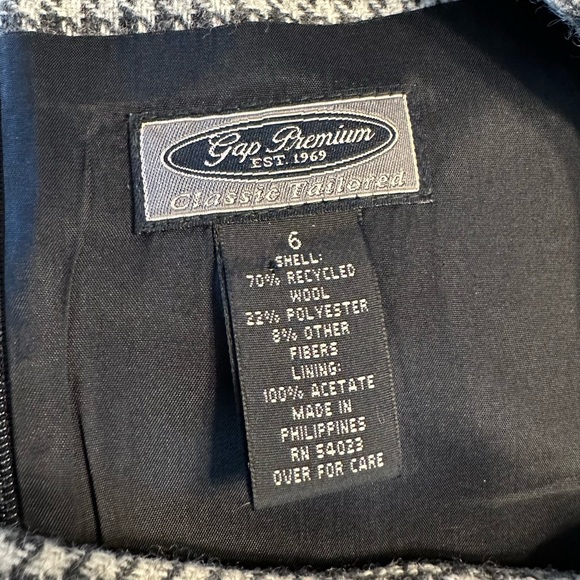 Gap Premium Recycled Wool Houndstooth Cap Sleeve Shift Dress size 6 Black White - Picture 9 of 11